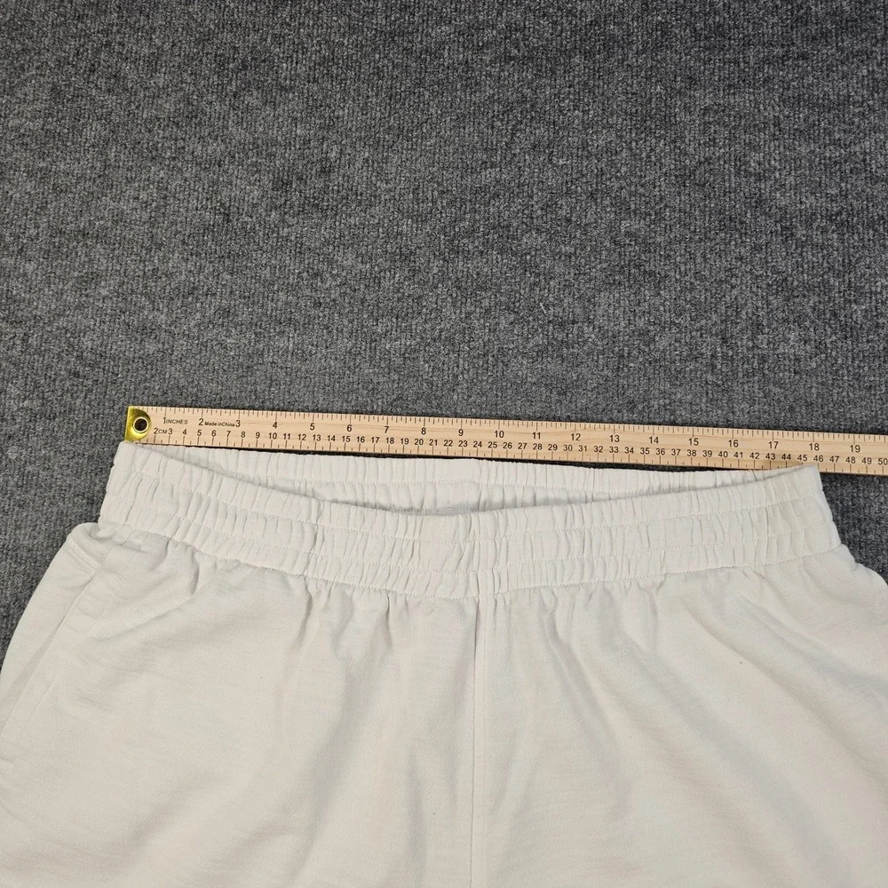 Adidas Mens 2XL French Terry Shorts Cream Off-White Athletic Lounge 3-Stripe